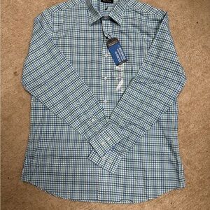 Nautica Men’s Blue and Green Checkered Shirt
